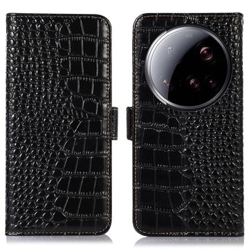 Xiaomi 15 Ultra Crocodile Series Wallet Leren Hoesje met RFID - Zwart