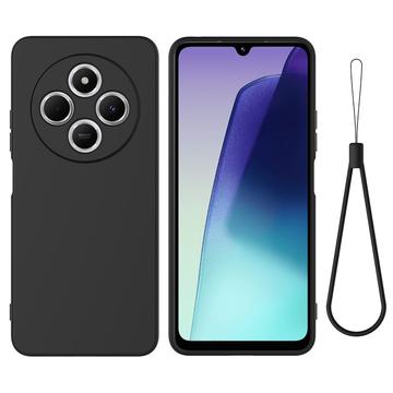 Xiaomi 15 Ultra Vloeibare siliconen hoesje met polsbandje - Zwart