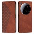 Xiaomi 15 Ultra Ruitpatroon Portemonnee Hoesje met Magnetische Sluiting - Bruin