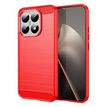 Xiaomi 15T Geborsteld TPU Hoesje - Koolstofvezel - Rood