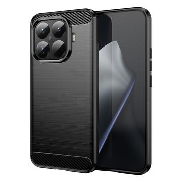 Xiaomi 15T Pro Geborsteld TPU Hoesje - Koolstofvezel - Zwart