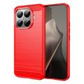 Xiaomi 15T Pro Geborsteld TPU Hoesje - Koolstofvezel - Rood