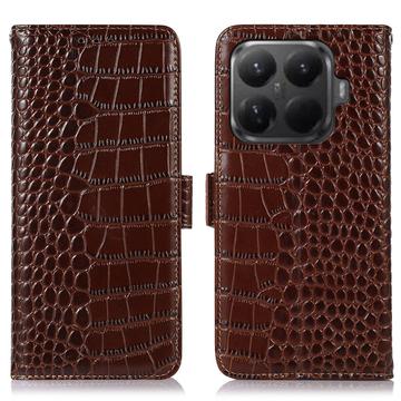 Xiaomi 15T Pro Crocodile Series Wallet Leren Hoesje met RFID - Bruin