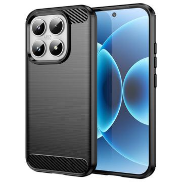 Xiaomi 17 Geborsteld TPU Hoesje - Koolstofvezel - Zwart