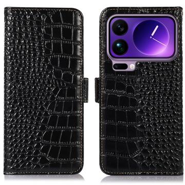 Xiaomi 17 Pro Crocodile Series Wallet Leren Hoesje met RFID - Zwart