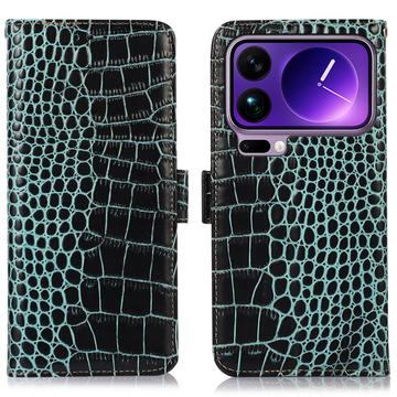 Xiaomi 17 Pro Crocodile Series Wallet Leren Hoesje met RFID - Groen