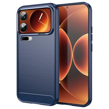 Xiaomi 17 Pro Max Geborsteld TPU Hoesje - Koolstofvezel - Blauw