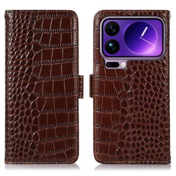 Xiaomi 17 Pro Max Crocodile Series Wallet Leren Hoesje met RFID - Bruin