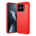 Xiaomi 17T Geborsteld TPU Hoesje - Koolstofvezel - Rood