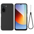 Xiaomi Poco C81 Pro Vloeibare siliconen hoesje met polsbandje - Zwart