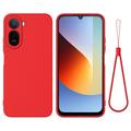 Xiaomi Poco C81 Pro Vloeibare siliconen hoesje met polsbandje - Rood