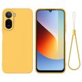 Xiaomi Poco C81 Pro Vloeibare siliconen hoesje met polsbandje - Geel