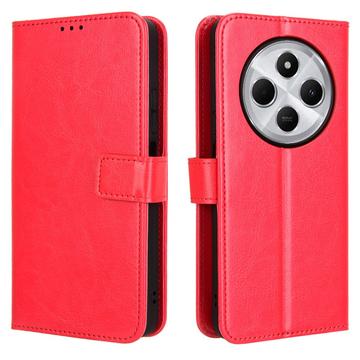 Xiaomi Redmi 14C/14R/Poco C75 Portemonnee Hoesje met Magnetische Sluiting - Rood