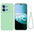 Xiaomi Redmi 15C Vloeibare siliconen hoesje met polsbandje - Groen