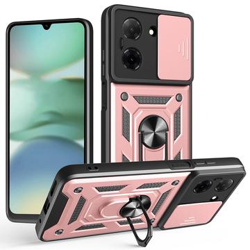 Xiaomi Redmi A5 4G/Poco C71 Roterende ring hybride hoesje met camera schild - Rose Gold