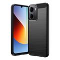 Xiaomi Redmi A7 Pro Geborsteld TPU Hoesje - Koolstofvezel - Zwart