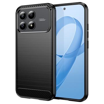 Xiaomi Redmi K90/Poco F8 Pro Geborsteld TPU Hoesje - Koolstofvezel - Zwart
