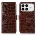 Xiaomi Redmi K90/Poco F8 Pro Crocodile Series Wallet Leren Hoesje met RFID - Bruin