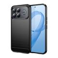 Xiaomi Redmi K90 Pro Max/Poco F8 Ultra Geborsteld TPU Hoesje - Koolstofvezel - Zwart