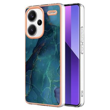 Xiaomi Redmi Note 13 Pro+ Marble Pattern Gegalvaniseerd IMD TPU Hoesje - Groen