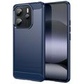 Xiaomi Redmi Note 14 4G Geborsteld TPU Hoesje - Koolstofvezel - Blauw