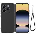 Xiaomi Redmi Note 14 5G Vloeibare siliconen hoesje met polsbandje - Zwart