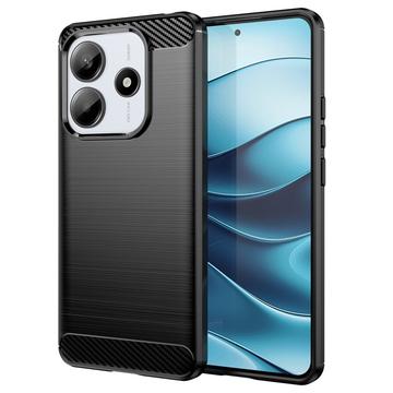 Xiaomi Redmi Note 14 Geborsteld TPU Hoesje - Koolstofvezel - Zwart