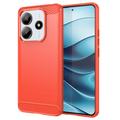 Xiaomi Redmi Note 14 Geborsteld TPU Hoesje - Koolstofvezel - Rood