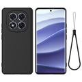 Xiaomi Redmi Note 14 Pro 5G, Poco X7 Vloeibare siliconen hoesje met polsbandje - Zwart