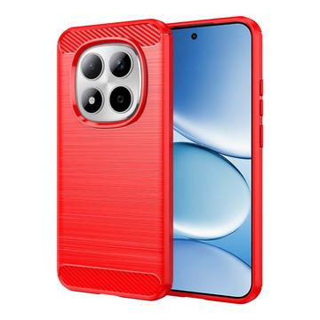 Xiaomi Redmi Note 15 Pro 5G Geborsteld TPU Hoesje - Koolstofvezel - Rood
