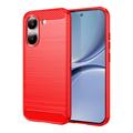 Xiaomi Redmi Turbo 5/Poco X8 Pro Geborsteld TPU Hoesje - Koolstofvezel - Rood