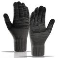 Y0046 1 paar heren winter gebreide winddichte warme handschoenen Touchscreen Texting wanten met elastische manchet - donkergrijs