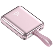 YM-1254 Mini-powerbank met ingebouwde kabel - 20000mAh - Roségoud