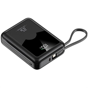 YM-1422 Mini-powerbank 20000mAh - USB-C-, Lightning-kabels - Zwart