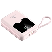 YM-1422 Mini-powerbank 20000mAh - USB-C-, Lightning-kabels - Roze