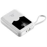 YM-1422 Mini-powerbank 20000mAh - USB-C-, Lightning-kabels - Wit