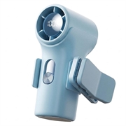 YS-G10 Mini-handventilator met clip en digitaal display - Blauw