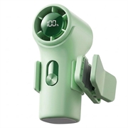 YS-G10 Mini-handventilator met clip en digitaal display - Groen