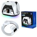 YZC-523 Dubbele oplaadstandaard voor PS5/PS5 Edge-controller - RGB-dock, OLED-scherm - Wit