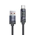 Yesido CA138C 66W snellaadkabel met USB-C en digitaal display - 1.2m - zwart