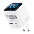 Yesido YC123 70W GaN-snellader - TFT-display, 2x USB-C, USB-A, USB-C-kabel van 70cm - wit