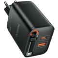 Yesido YC99 40W snelle oplader met intrekbare USB-C kabel - Zwart