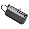Yesido YP99 powerbank van 10000mAh met ingebouwde USB-C-naar-Lightning-kabel - zwart