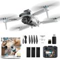 Z105 Smart Drone met dubbele camera, 4.3" schermcontroller, 3 batterijen - Grijs