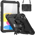 iPad 2022/2025 Heavy Duty 360 Cover met Polsbandje - Zwart