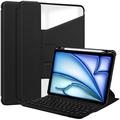 iPad Air 11 2024/2025 360 Roterende Slimme Hoes met Bluetooth Toetsenbord - Zwart