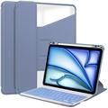 iPad Air 11 2024/2025/2026 360 Roterende Slimme Hoes met Bluetooth Toetsenbord - Paars