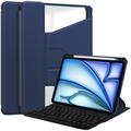 iPad Air 13 2024/2025/2026 360 Roterende Slimme Hoes met Bluetooth Toetsenbord - Donkerblauw