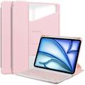 iPad Air 13 2024/2025/2026 360 Roterende Slimme Hoes met Bluetooth Toetsenbord - Roze