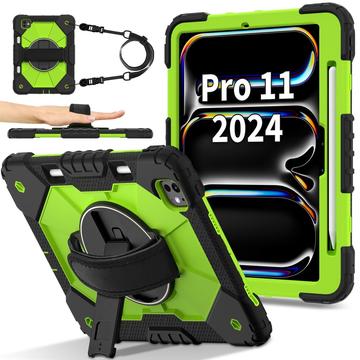 iPad Pro 11 (2024) Heavy Duty 360 Cover met Polsbandje - Groen